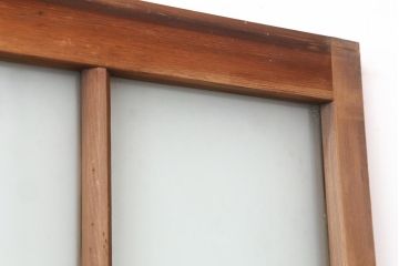 レトロ建具　和レトロ　昭和中期　味わいとシンプルさが魅力のガラス戸2枚セット(引き戸、建具)(R-044079)