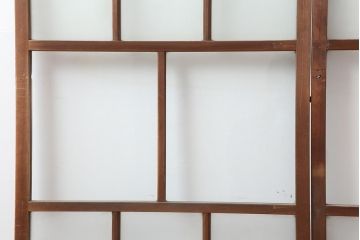 レトロ建具　和レトロ　昭和中期　味わいとシンプルさが魅力のガラス戸2枚セット(引き戸、建具)(R-044079)