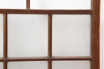 レトロ建具　和レトロ　昭和中期　味わいとシンプルさが魅力のガラス戸2枚セット(引き戸、建具)(R-044079)