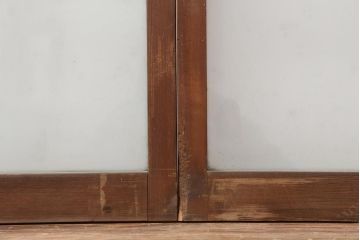 レトロ建具　和レトロ　昭和中期　味わいとシンプルさが魅力のガラス戸2枚セット(引き戸、建具)(R-044079)