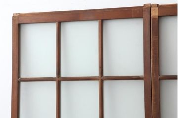 レトロ建具　和レトロ　昭和中期　味わいとシンプルさが魅力のガラス戸2枚セット(引き戸、建具)(R-044079)