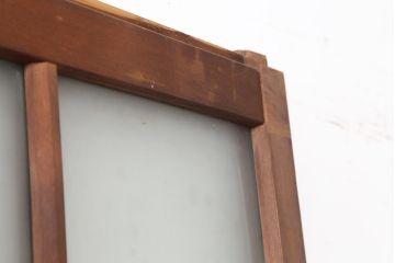 レトロ建具　和レトロ　昭和中期　味わいとシンプルさが魅力のガラス戸2枚セット(引き戸、建具)(R-044079)