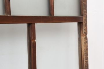 レトロ建具　和レトロ　昭和中期　味わいとシンプルさが魅力のガラス戸2枚セット(引き戸、建具)(R-044079)