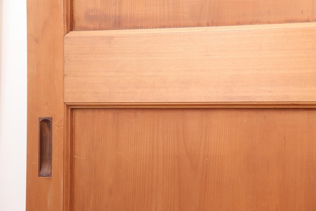 アンティーク建具　和製アンティーク　大正昭和初期　上手物!ヒノキ材が味わい深い板戸4枚セット(建具、引き戸)(R-044081)