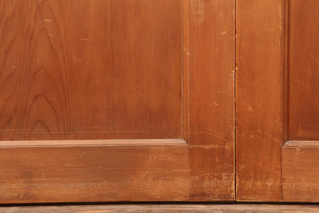 アンティーク建具　和製アンティーク　大正昭和初期　上手物!ヒノキ材が味わい深い板戸4枚セット(建具、引き戸)(R-044081)