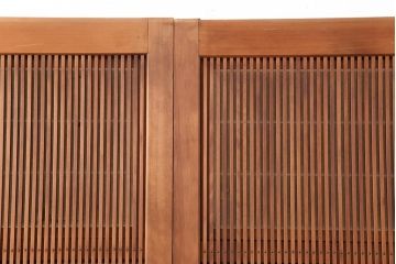 アンティーク建具　上手物　昭和初期　裏障子付き　万本格子戸4枚セット(帯ガラス戸、引き戸)(R-044082)
