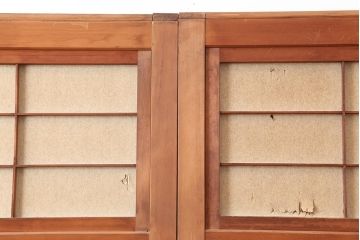 アンティーク建具　上手物　昭和初期　裏障子付き　万本格子戸4枚セット(帯ガラス戸、引き戸)(R-044082)