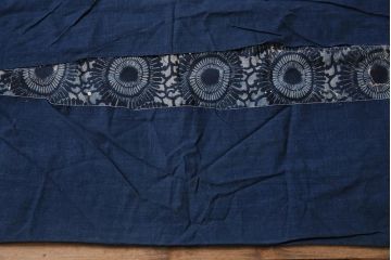 大正〜昭和初期　型染め木綿　古布リメイク布団カバー(藍染め)(R-044103)