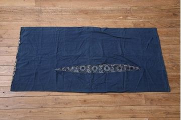 大正〜昭和初期　型染め木綿　古布リメイク布団カバー(藍染め)(R-044103)