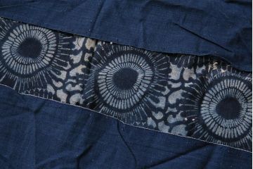 大正〜昭和初期　型染め木綿　古布リメイク布団カバー(藍染め)(R-044103)
