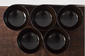 昭和期　平安象彦　八千代椀五客　九寸盆付(丸盆、共箱)(R-044109)