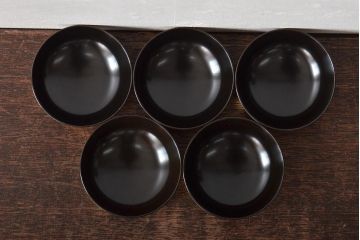 昭和期　平安象彦　八千代椀五客　九寸盆付(丸盆、共箱)(R-044109)