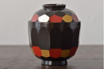 昭和期　平安象彦　八千代椀五客　九寸盆付(丸盆、共箱)(R-044109)