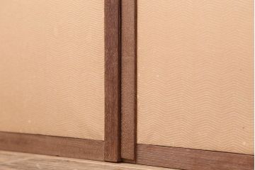 レトロ建具　昭和レトロ　桃色と花の意匠が愛らしいふすま4枚セット(建具、引き戸、仕切り戸)(R-044115)
