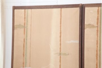 レトロ建具　昭和レトロ　桃色と花の意匠が愛らしいふすま4枚セット(建具、引き戸、仕切り戸)(R-044115)