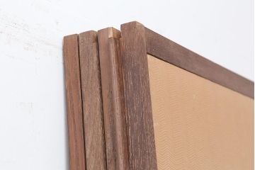 レトロ建具　昭和レトロ　桃色と花の意匠が愛らしいふすま4枚セット(建具、引き戸、仕切り戸)(R-044115)