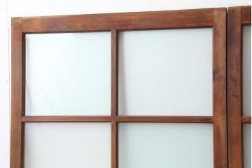 アンティーク建具　上手物　腰板欅(ケヤキ)材　シンプルなガラス戸2枚セット(引き戸)(R-044116)