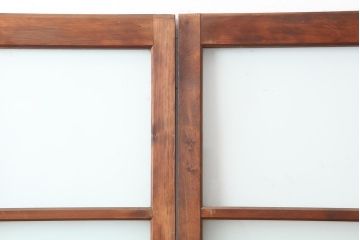 アンティーク建具　上手物　腰板欅(ケヤキ)材　シンプルなガラス戸2枚セット(引き戸)(R-044116)