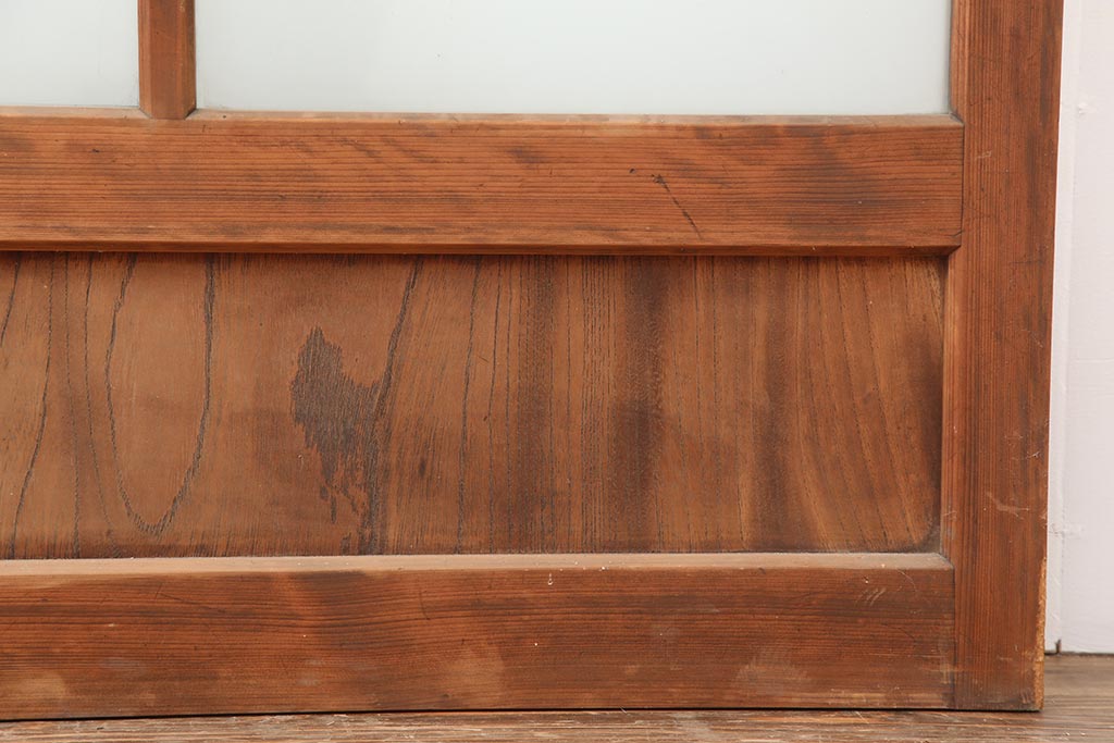 アンティーク建具　上手物　腰板欅(ケヤキ)材　シンプルなガラス戸2枚セット(引き戸)(R-044116)