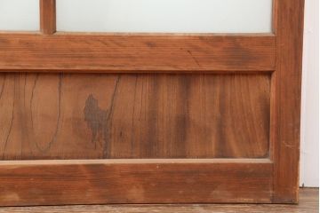 アンティーク建具　上手物　腰板欅(ケヤキ)材　シンプルなガラス戸2枚セット(引き戸)(R-044116)