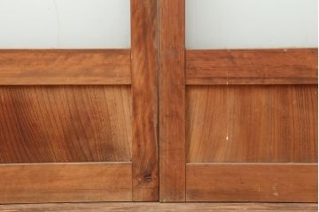 アンティーク建具　上手物　腰板欅(ケヤキ)材　シンプルなガラス戸2枚セット(引き戸)(R-044116)