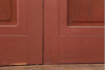 アンティーク建具　腰板欅(ケヤキ)材　モダンな雰囲気漂うガラス戸4枚セット(引き戸)(R-044117)