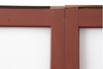 アンティーク建具　腰板欅(ケヤキ)材　モダンな雰囲気漂うガラス戸4枚セット(引き戸)(R-044117)