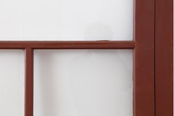 アンティーク建具　腰板欅(ケヤキ)材　モダンな雰囲気漂うガラス戸4枚セット(引き戸)(R-044117)