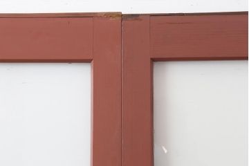 アンティーク建具　腰板欅(ケヤキ)材　モダンな雰囲気漂うガラス戸4枚セット(引き戸)(R-044117)