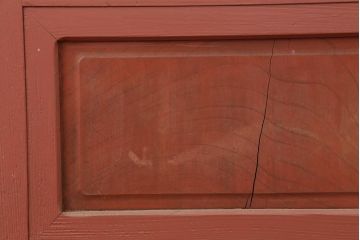 アンティーク建具　腰板欅(ケヤキ)材　モダンな雰囲気漂うガラス戸4枚セット(引き戸)(R-044117)