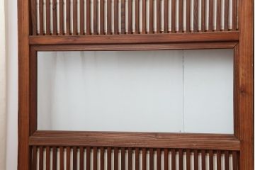 アンティーク建具　裏障子付き　和風の空間づくりにおすすめな格子戸4枚セット(ガラス帯戸、引き戸、建具)(R-044118)