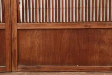 アンティーク建具　裏障子付き　和風の空間づくりにおすすめな格子戸4枚セット(ガラス帯戸、引き戸、建具)(R-044118)