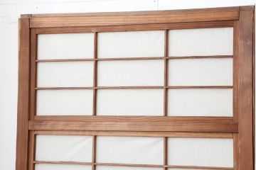 アンティーク建具　裏障子付き　和風の空間づくりにおすすめな格子戸4枚セット(ガラス帯戸、引き戸、建具)(R-044118)