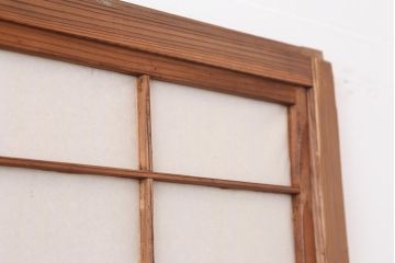 アンティーク建具　裏障子付き　和風の空間づくりにおすすめな格子戸4枚セット(ガラス帯戸、引き戸、建具)(R-044118)