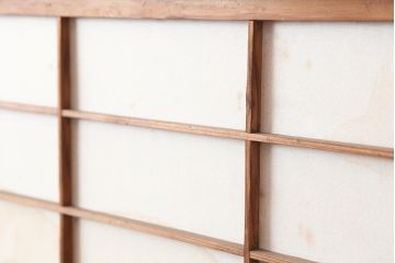 アンティーク建具　裏障子付き　和風の空間づくりにおすすめな格子戸4枚セット(ガラス帯戸、引き戸、建具)(R-044118)