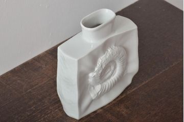 ヴィンテージ雑貨　ドイツ　TIRSCHENREUTH(ティルシェンロイト)　化石模様　アンモナイト　フラワーベース(花瓶、花器、ビンテージ)(R-044130)
