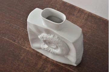 ヴィンテージ雑貨　ドイツ　TIRSCHENREUTH(ティルシェンロイト)　化石模様　アンモナイト　フラワーベース(花瓶、花器、ビンテージ)(R-044130)