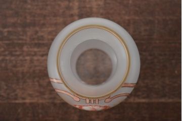 ヨーロッパ製　ピンクアイリス　フロストガラスのフラワーベース(花瓶、花器)(R-044131)