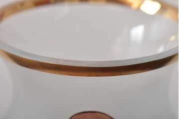 ヨーロッパ製　ピンクアイリス　フロストガラスのフラワーベース(花瓶、花器)(R-044131)