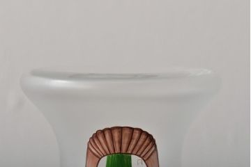 ヨーロッパ製　ピンクアイリス　フロストガラスのフラワーベース(花瓶、花器)(R-044131)