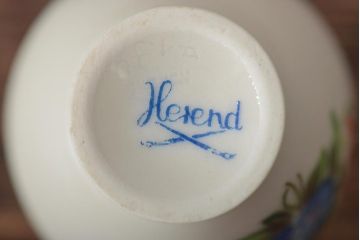 中古　ハンガリー　HEREND(ヘレンド)　ボンボン入れ・ミニチュアベース　2点セット(小物入れ、花瓶、花器、陶磁器)(R-044133)