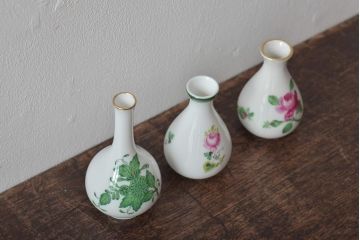 中古　ハンガリー　HEREND(ヘレンド)　ミニチュアベース3点セット(花瓶、花器、陶磁器)(R-044134)