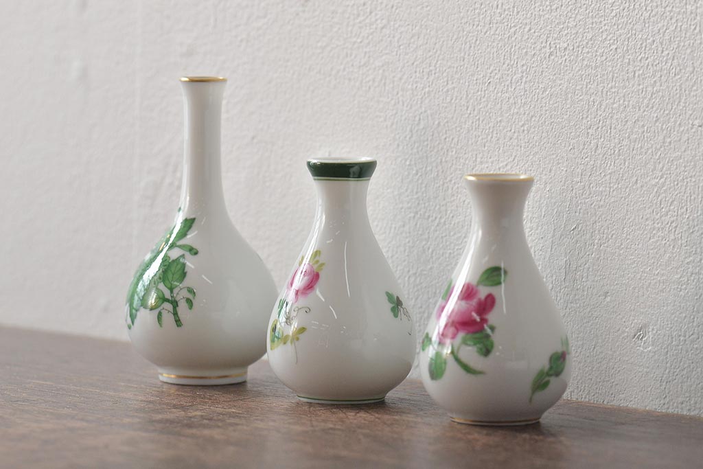 中古　ハンガリー　HEREND(ヘレンド)　ミニチュアベース3点セット(花瓶、花器、陶磁器)(R-044134)
