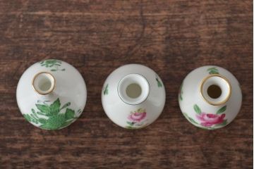 中古　ハンガリー　HEREND(ヘレンド)　ミニチュアベース3点セット(花瓶、花器、陶磁器)(R-044134)
