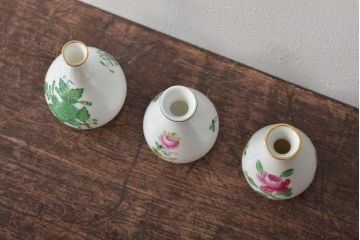 中古　ハンガリー　HEREND(ヘレンド)　ミニチュアベース3点セット(花瓶、花器、陶磁器)(R-044134)