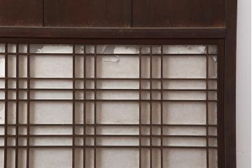 アンティーク建具　レトロモダンな障子帯戸2枚セット(板戸、引き戸)(R-044137)