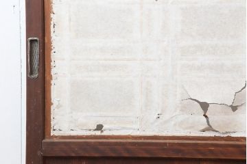 アンティーク建具　レトロモダンな障子帯戸2枚セット(板戸、引き戸)(R-044137)