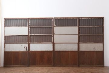 アンティーク建具　和モダンな万本格子戸4枚セット(障子戸、引き戸)(R-044138)