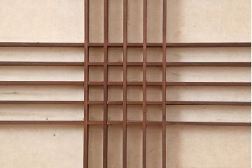 アンティーク建具　和製アンティーク　和モダンなインテリアにおすすめな障子帯戸2枚セット(引き戸、建具)(R-044139)