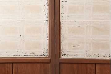 アンティーク建具　和製アンティーク　和モダンなインテリアにおすすめな障子帯戸2枚セット(引き戸、建具)(R-044139)